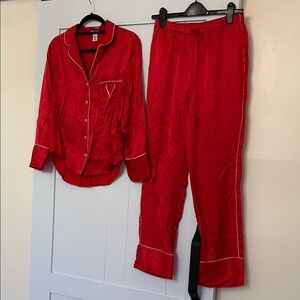 Red Satin Pajama Set